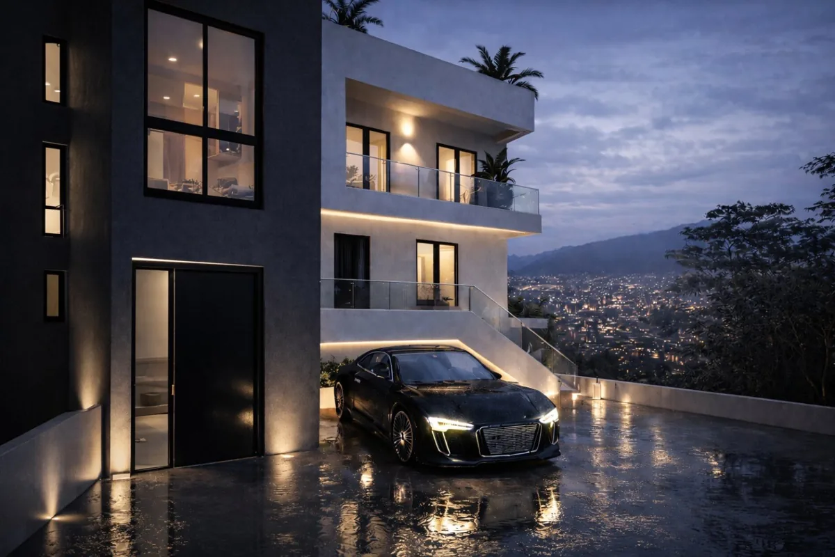 Night access and panoramic view toward Gevgelija – 3D visualization