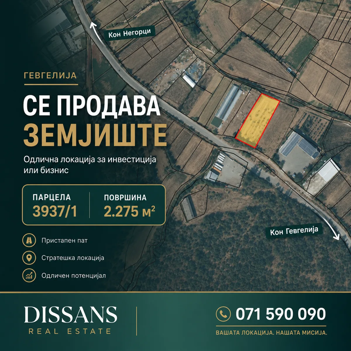 Παρουσίαση DISSANS Real Estate για τη γη 2.275 τ.μ. στο Νεγκόρτσι
