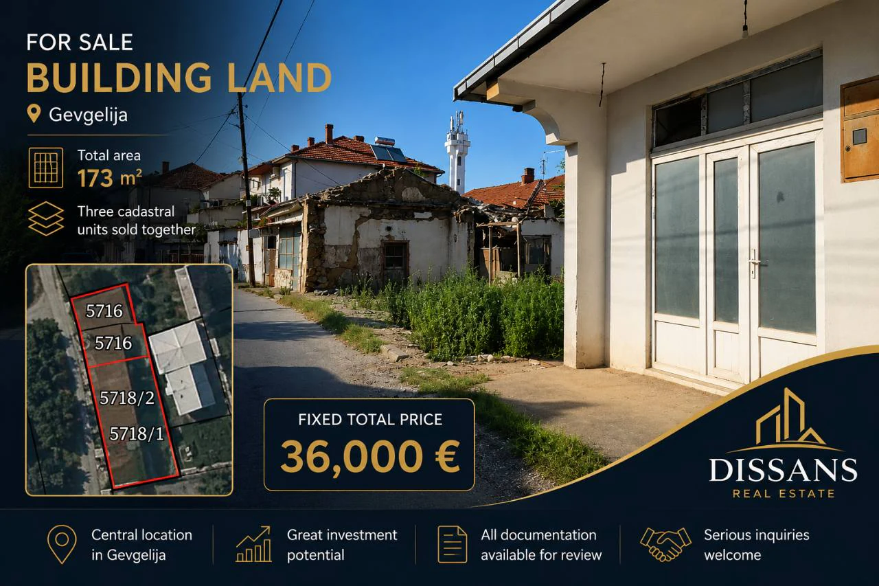 173 m² land on Dimitar Vlahov Street in central Gevgelija – featured image