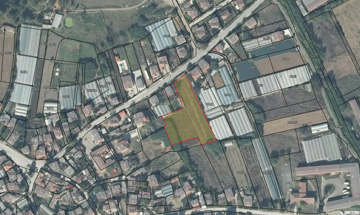 Κτηματολογικός χάρτης με τα τεμάχια 2039/1 και 2039/2 στη Bogorodica